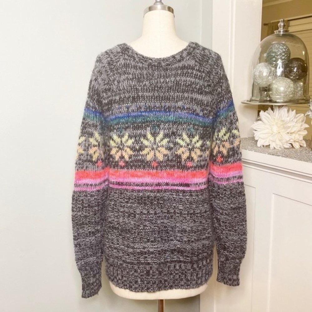 American Eagle Rainbow Fair Isle Nordic Jegging Holiday Sweater Small - Picture 7 of 11